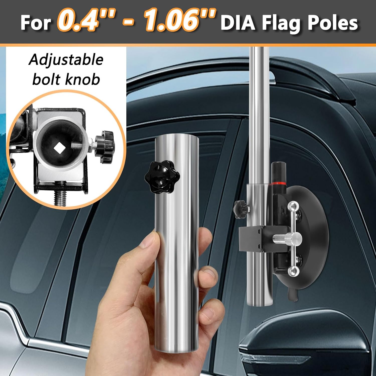 Reusable Car Flag Suction Cup Mount – Heavy-Duty No-Drill No-glue Flag ...