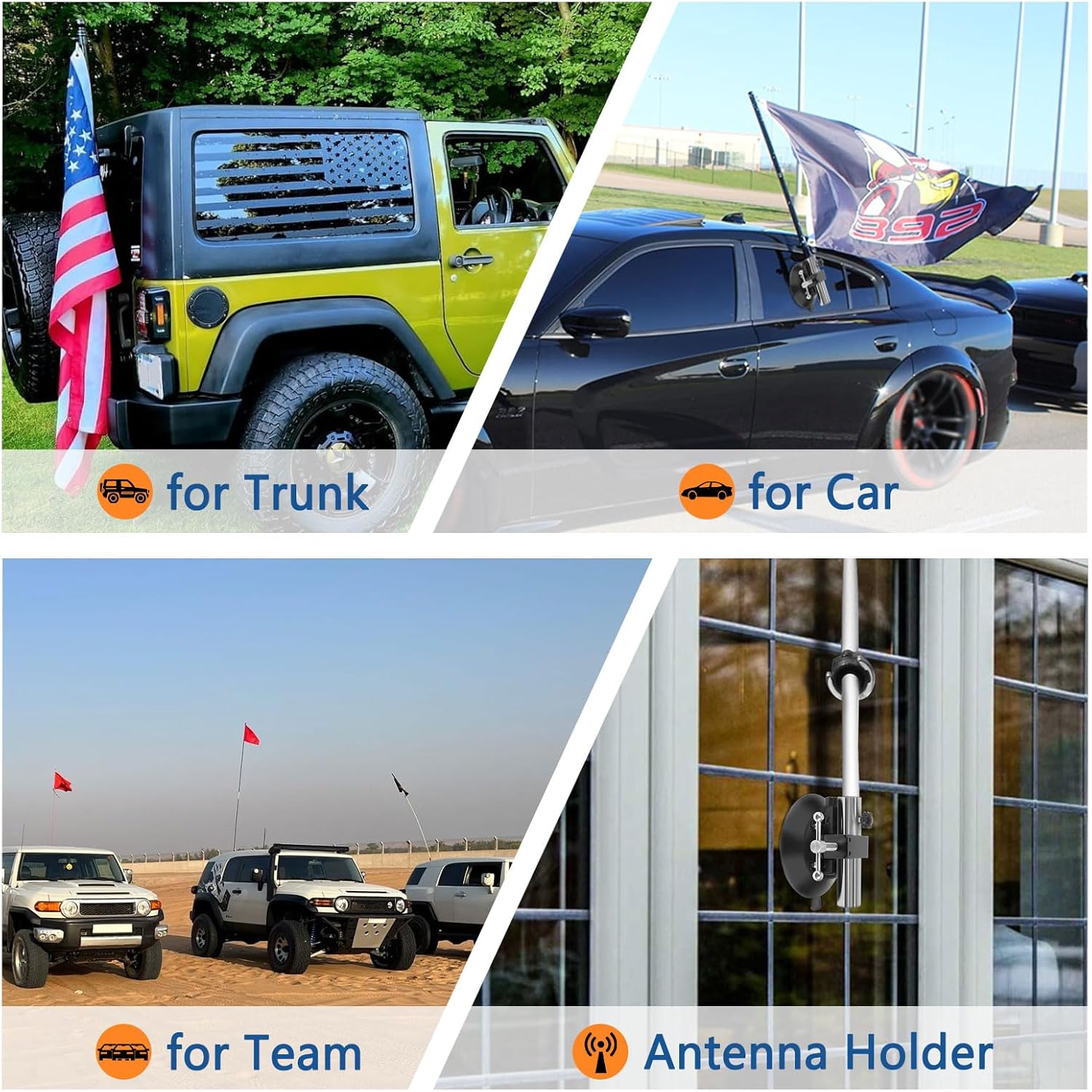 Reusable Car Flag Suction Cup Mount – Heavy-Duty No-Drill No-glue Flag ...